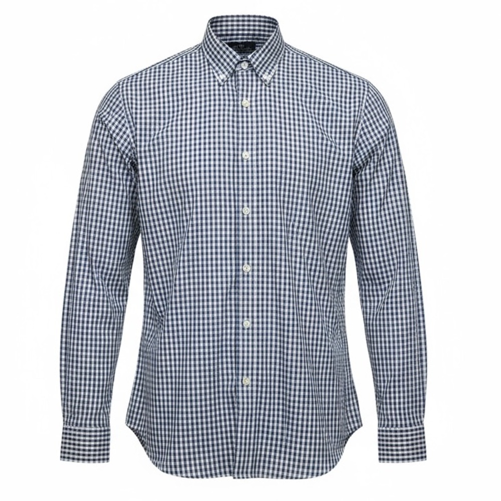 Club Room Regular Fit  Blue & White Check Button-Down Shirt Size Large